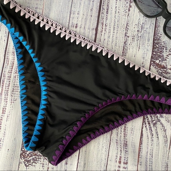 Bar III Hipster Bikini Swim Bottm with Crochet Smocking - Picture 3 of 4